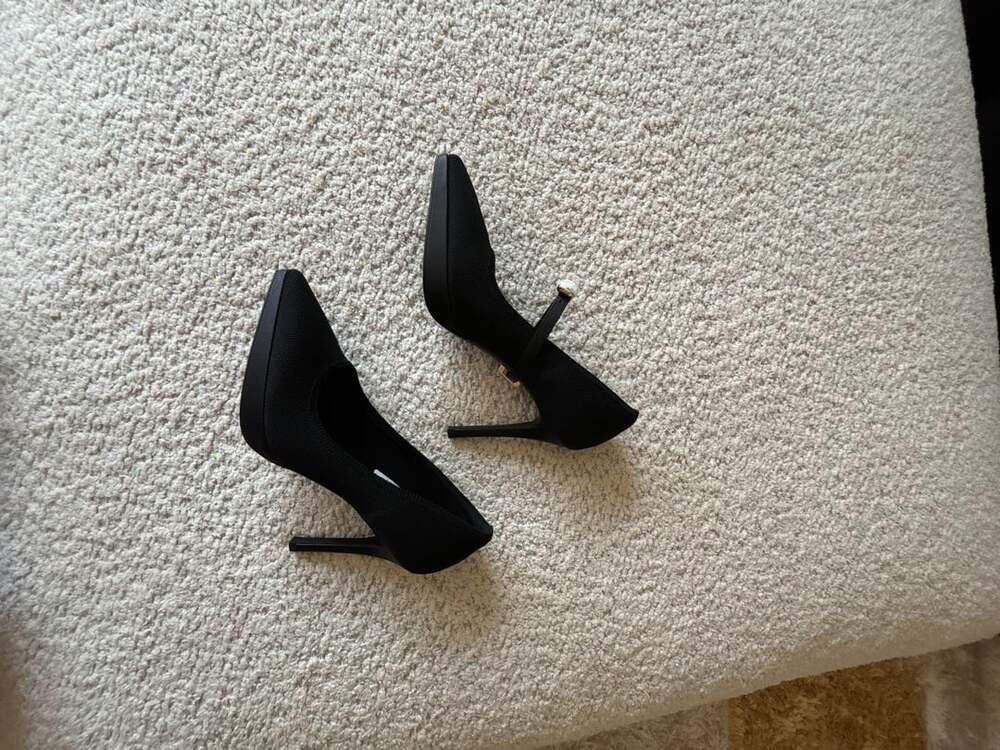 Cosy Island Mary Jane Stiletto Pumps Size 8.5 Black Knit Pointed Toe